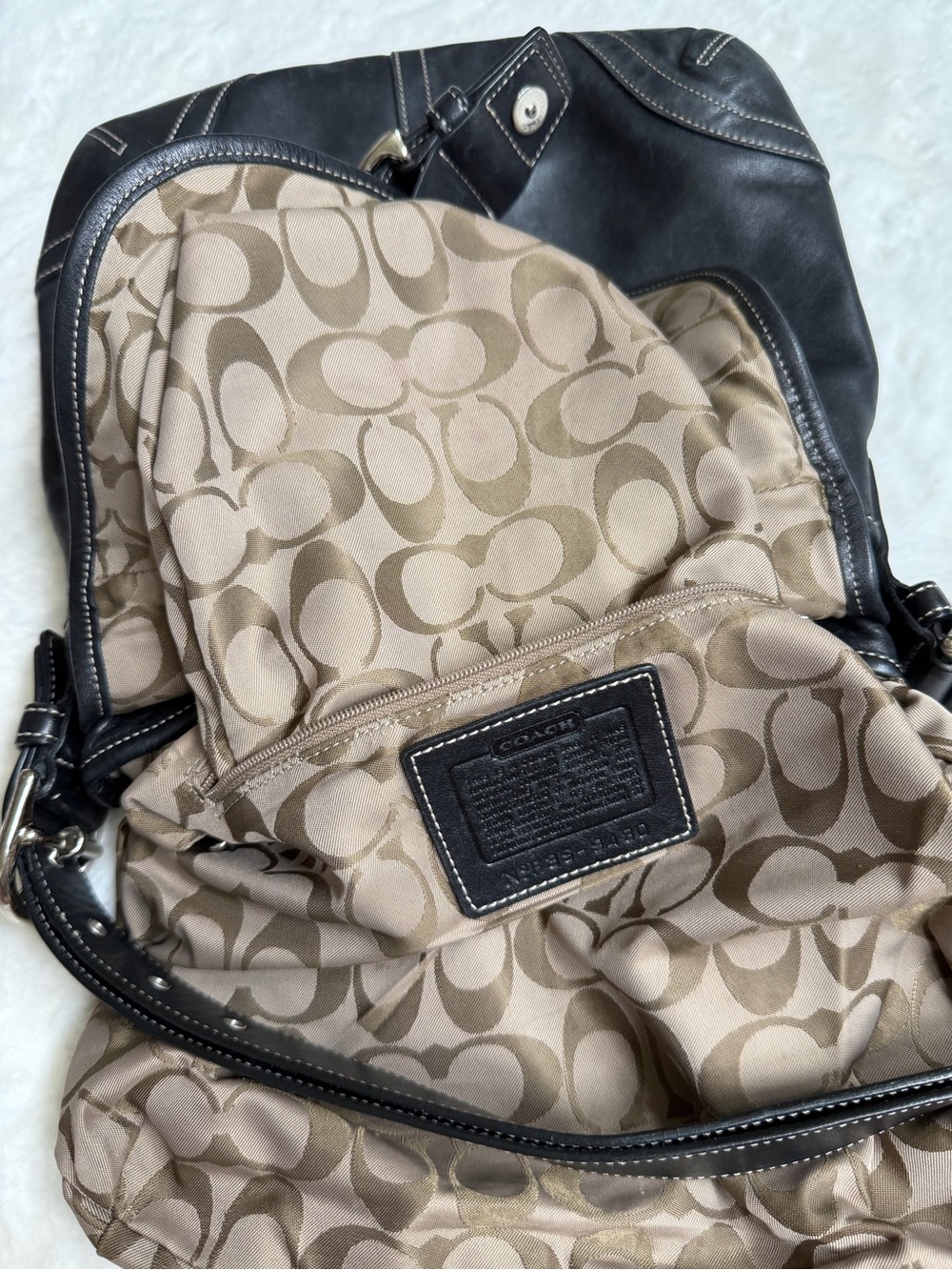 Coach Black Leather Shoulder Bag with Buckle Detail - Picture 15 of 16